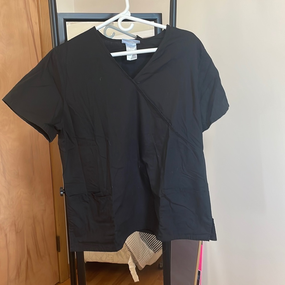 Black, large, scrub top